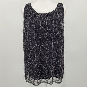 Chico's Black Metallic Beaded Sleeveless Top